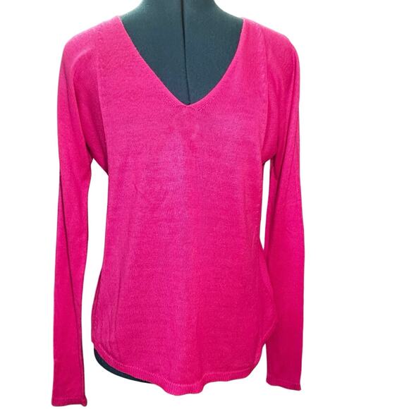Lilly Pulitzer Stasia Hot Pink V-Neck Lightweight Sweater Women Small - Picture 2 of 6